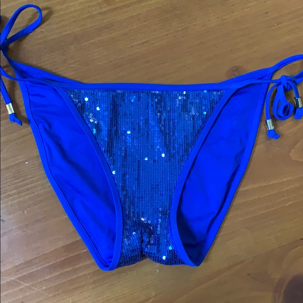 VS Pink Swim bottom- blue sequin size M